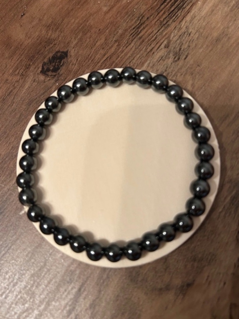Simple Hematite Beaded Stretch Bracelet - Dark Gray